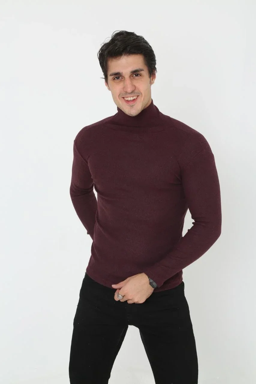 Erkek Fitilli Kaşkorse Kumaş Boğazlı Full Likralı Slimfit Body - Bordo